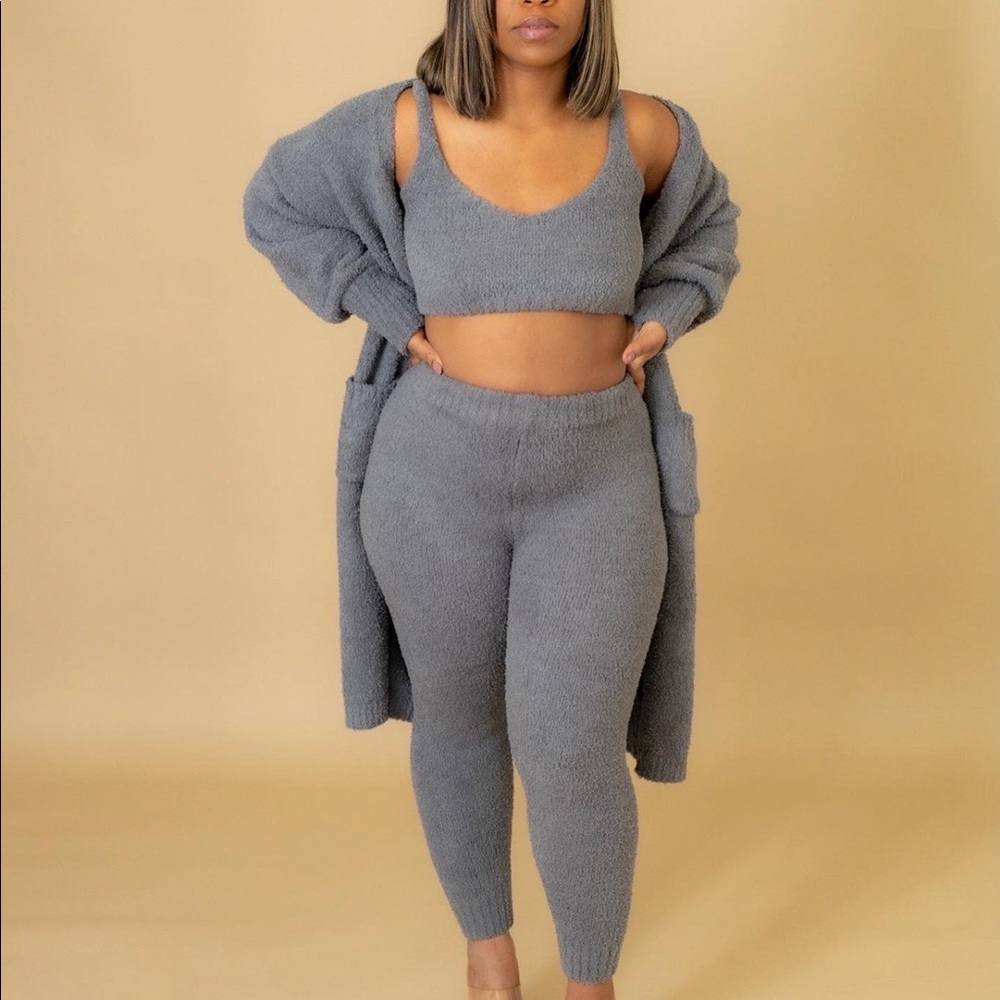 - Cozy Cardigan Set-Grey